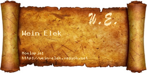 Wein Elek névjegykártya